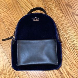 Kate spade blue velvet and black mini backpack